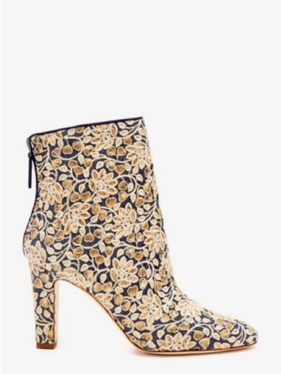 Manolo Blahnik Shoes - MANOLO BLAHNIK 💥RARE💥 Isola Blue Denim Gold Floral Embroidered Ankle Boots 3.5”